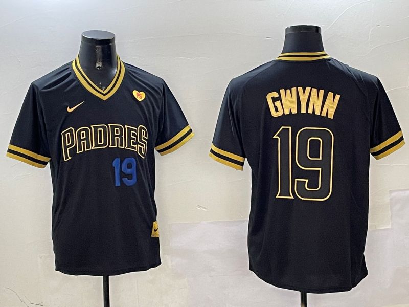 Men San Diego Padres #19 Gwynn Black Gold Game 2025 Nike MLB Jersey style 32512->san diego padres->MLB Jersey